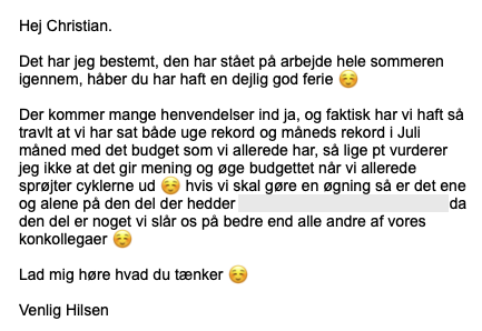 Mail fra kunde Mail fra kunde